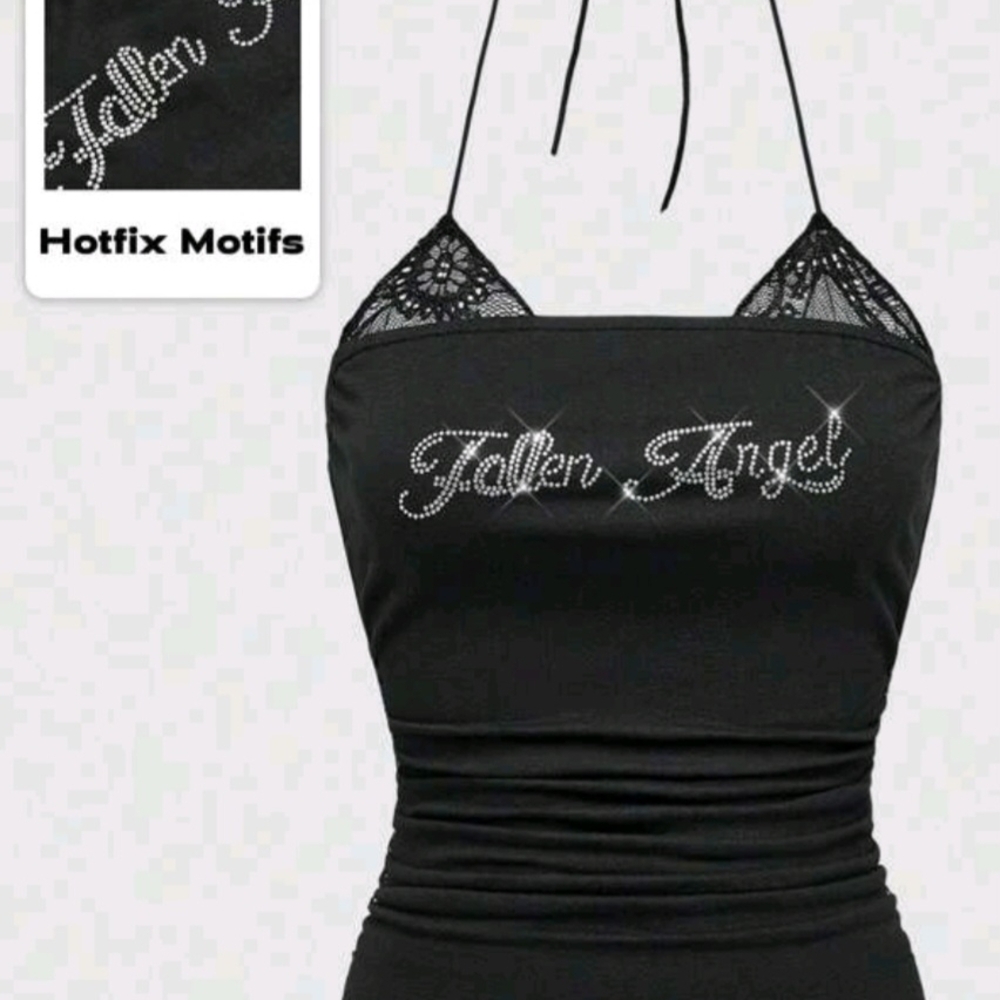 SHEIN Black Camisole with Rhinestone Detail